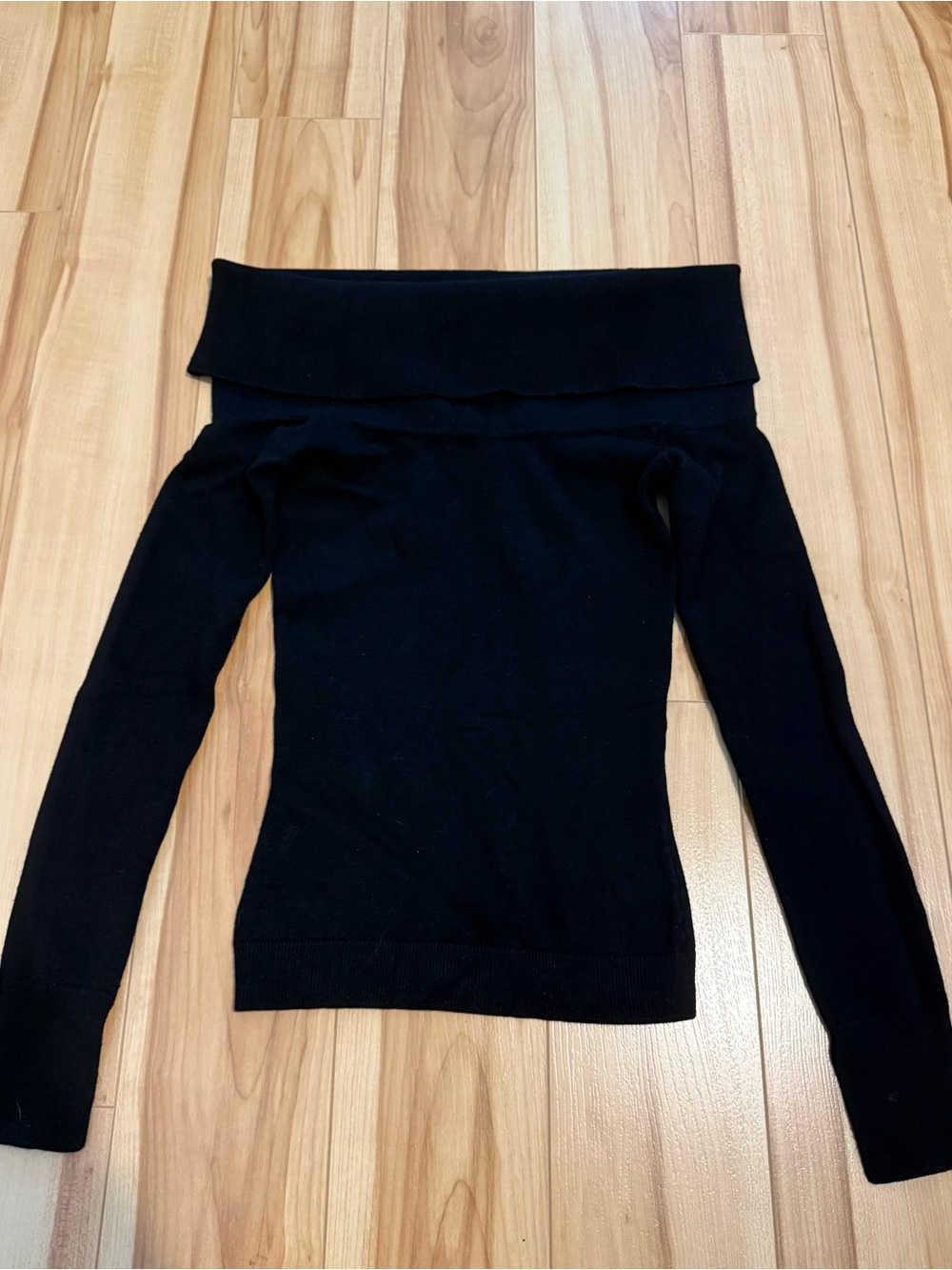BCBGMaxAzria Black Off-the-Shoulder Foldover Sweater